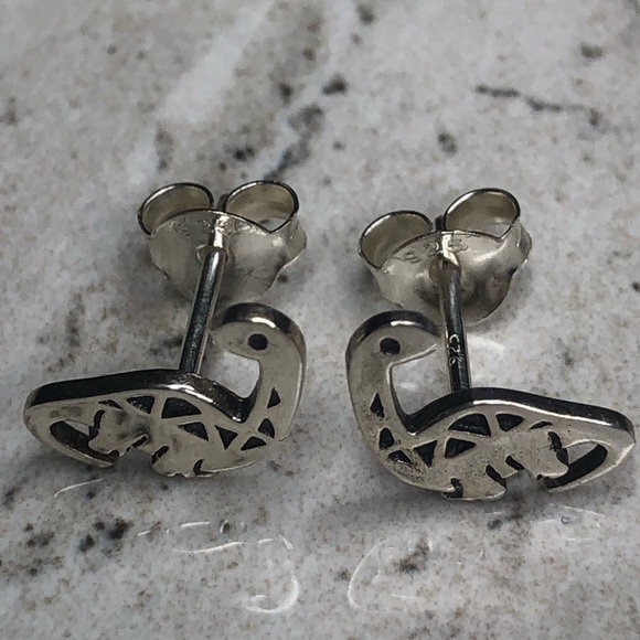 925 Sterling Silver Dinosaur Earrings - Picture 4 of 16
